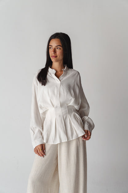Leen Peplum White Blouse
