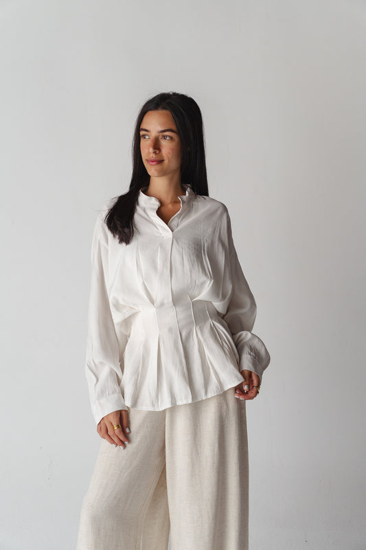 Leen Peplum White Blouse