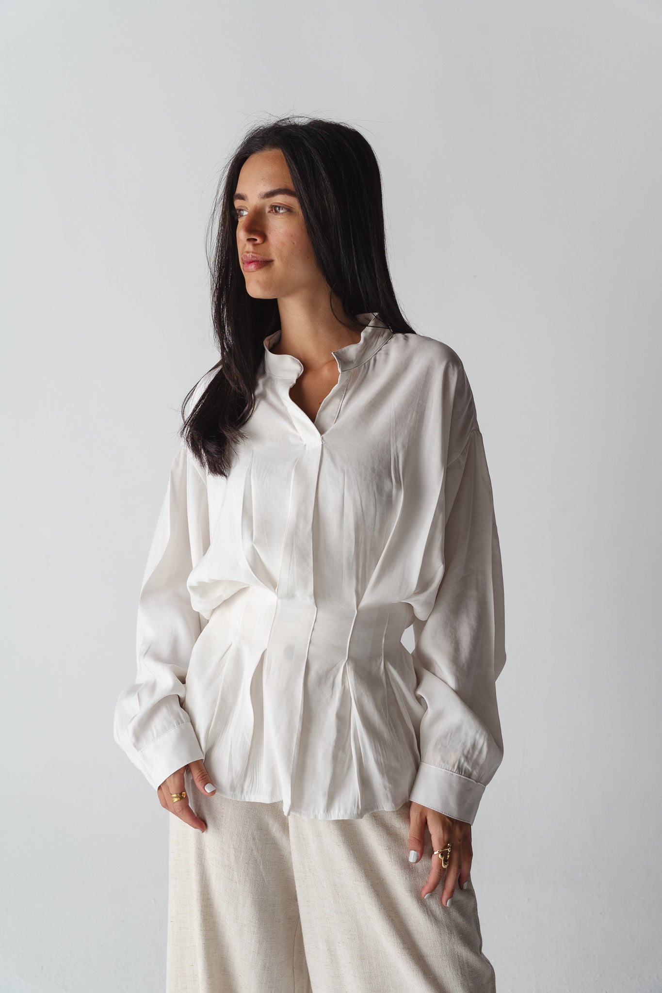 Leen Peplum White Blouse