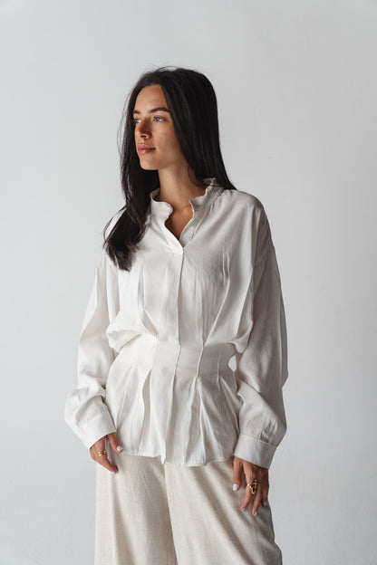 Leen Peplum White Blouse