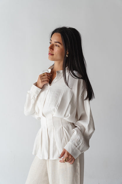 Leen Peplum White Blouse