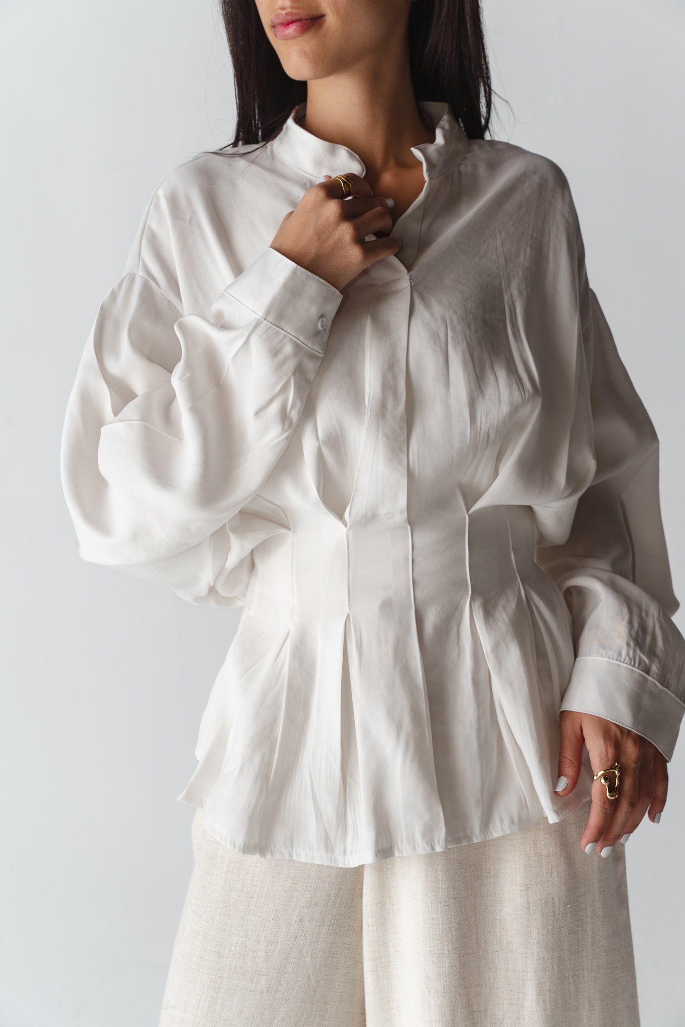 Leen Peplum White Blouse