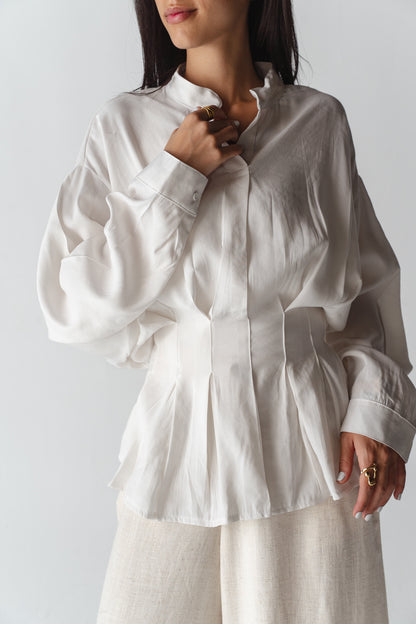 Leen Peplum White Blouse