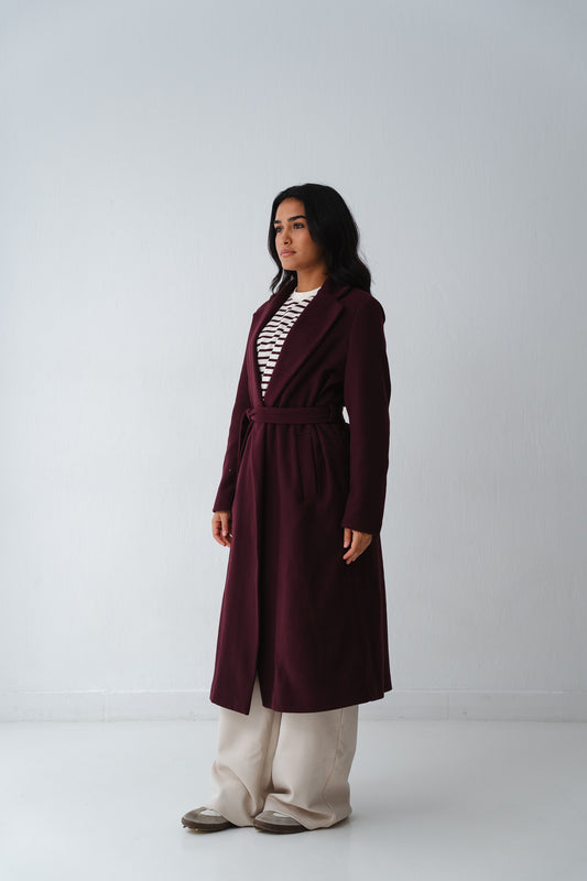 Clean Cut Burgundy Coat