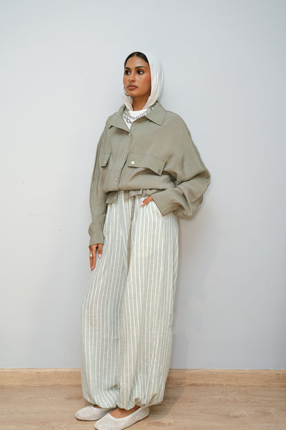 Ballon olive stripes pants