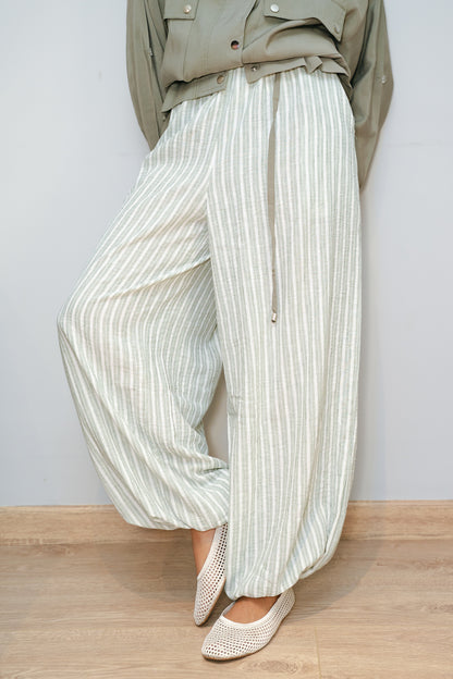 Ballon olive stripes pants
