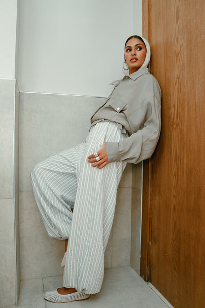 Ballon olive stripes pants