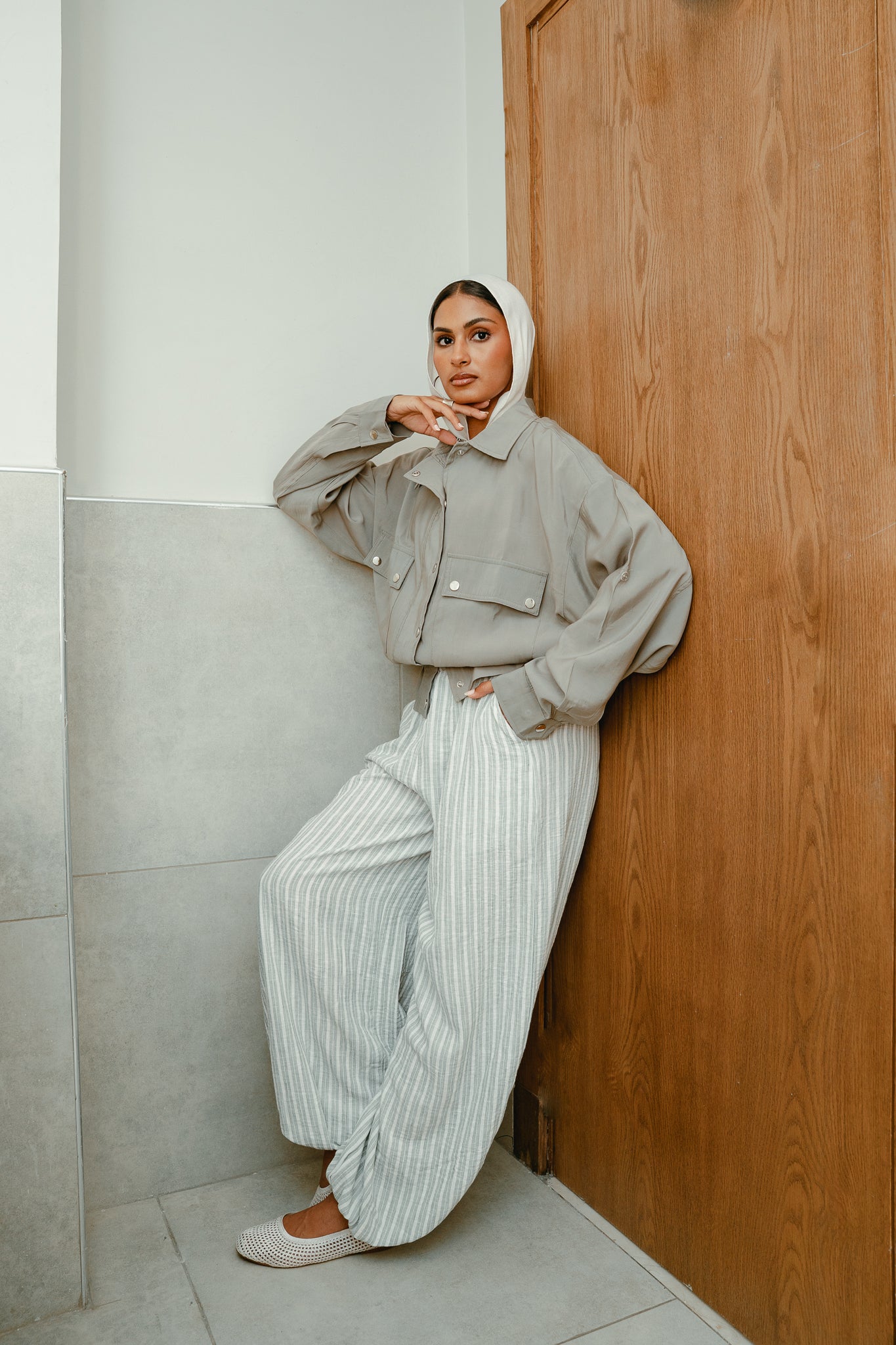 Ballon olive stripes pants
