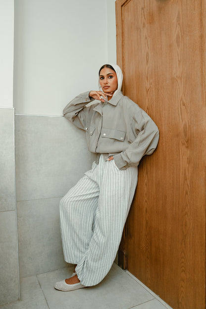 Ballon olive stripes pants