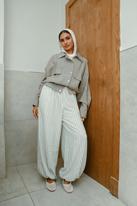 Ballon olive stripes pants