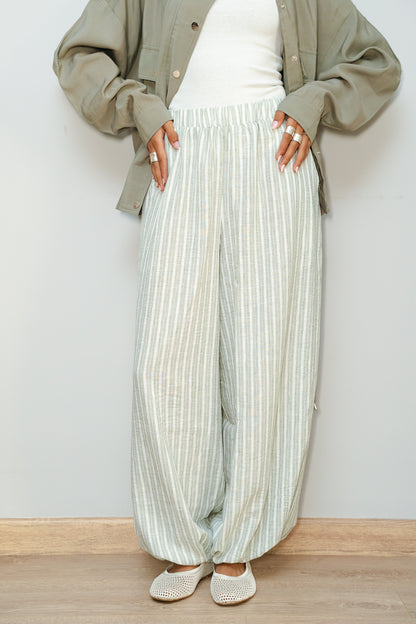 Ballon olive stripes pants