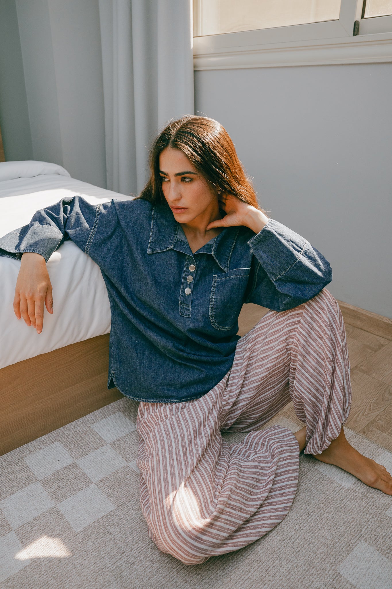 Ballon burgundy stripes pants