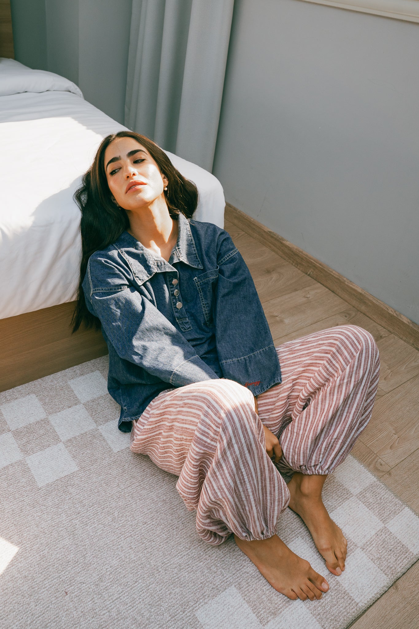 Ballon burgundy stripes pants