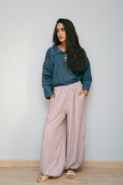 Ballon burgundy stripes pants