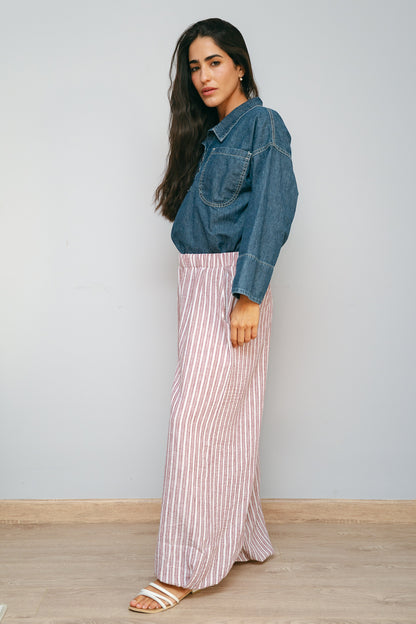 Ballon burgundy stripes pants
