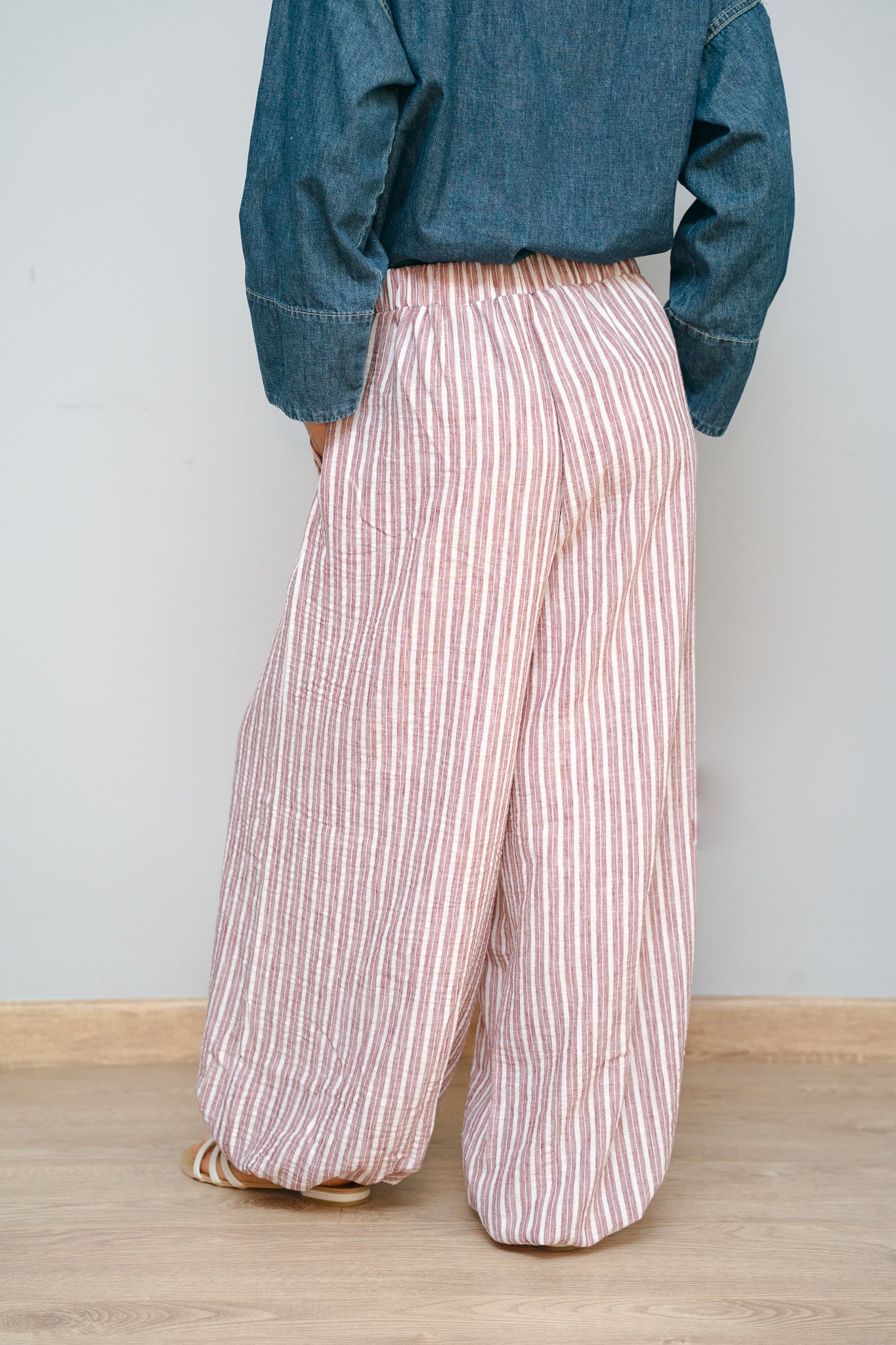 Ballon burgundy stripes pants