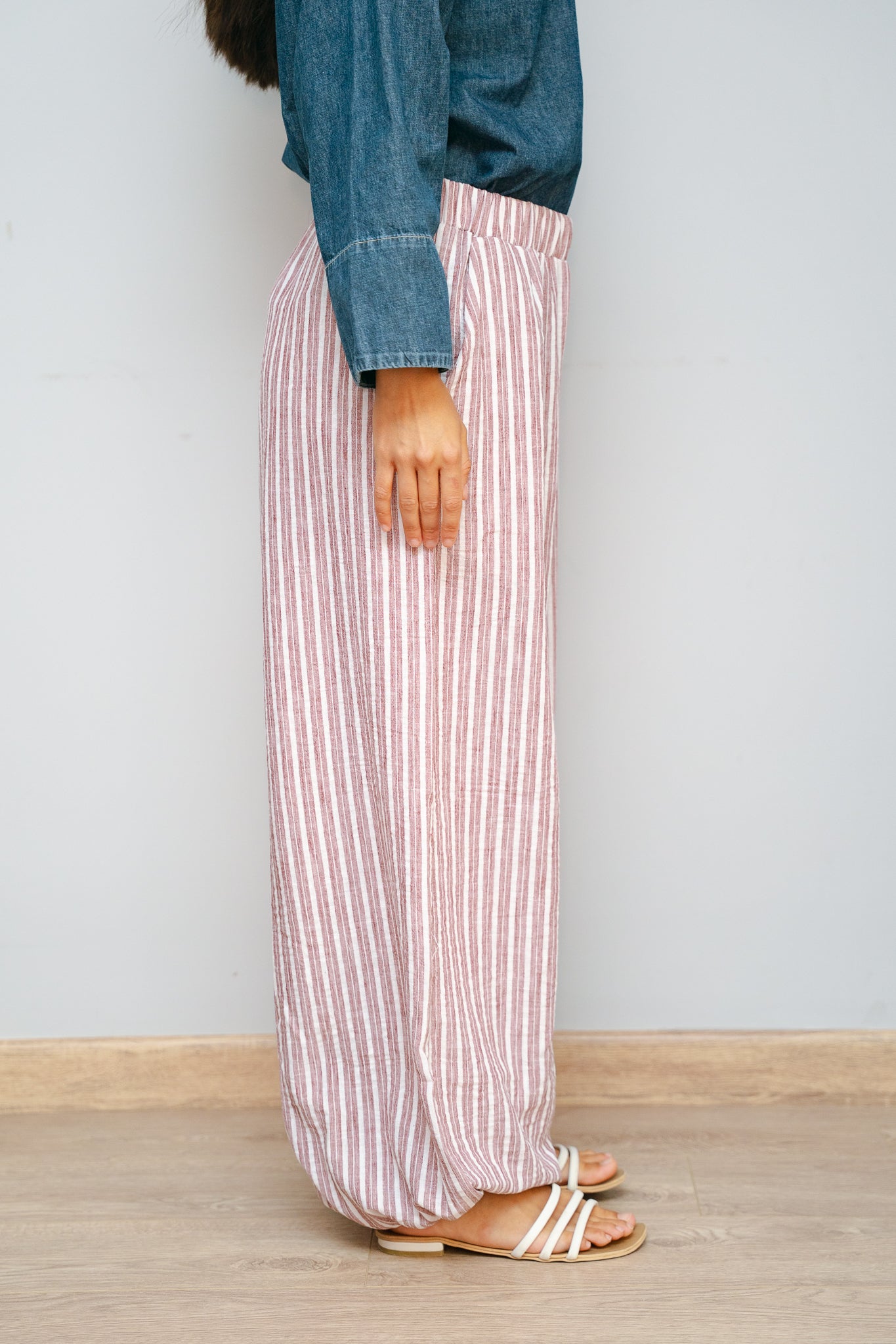 Ballon burgundy stripes pants