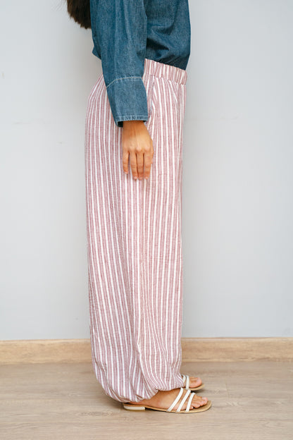 Ballon burgundy stripes pants