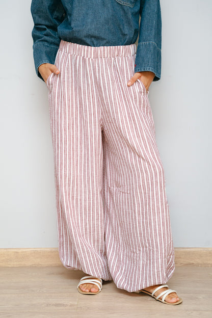 Ballon burgundy stripes pants