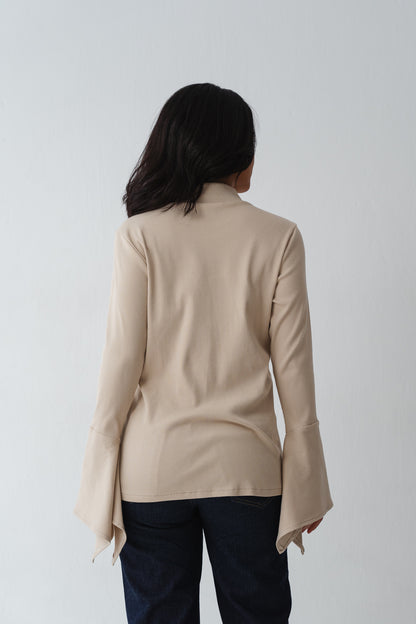 Flare twisted Beige top