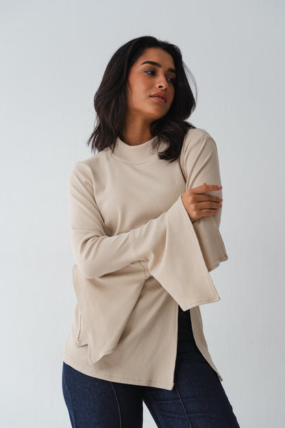 Flare twisted Beige top