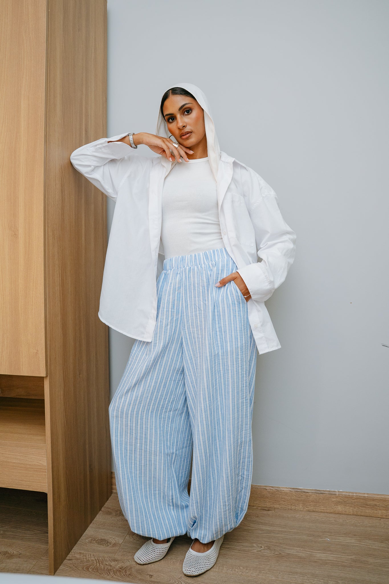 Ballon blue stripes pants