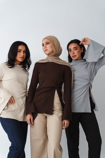 Flare twisted Brown Top