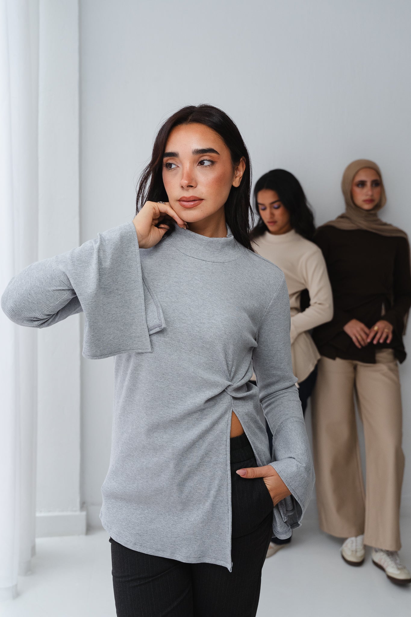 Flare twisted Grey Top