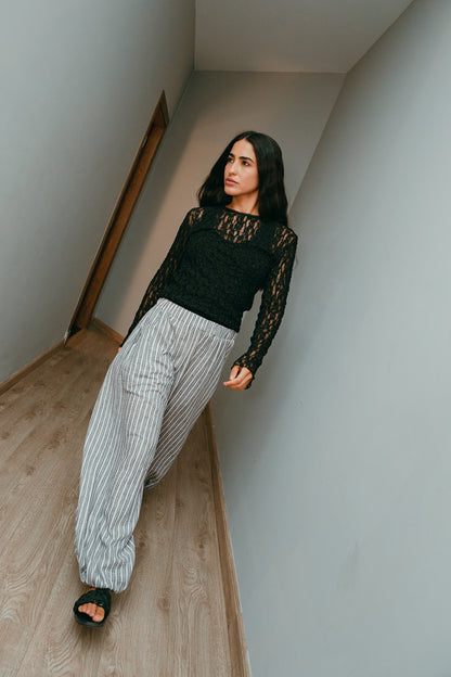 Ballon gray stripes pants