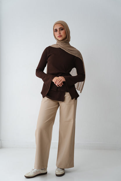 Flare twisted Brown Top