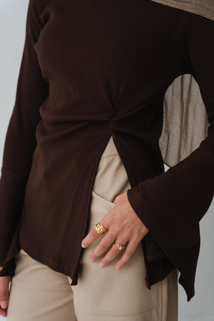 Flare twisted Brown Top