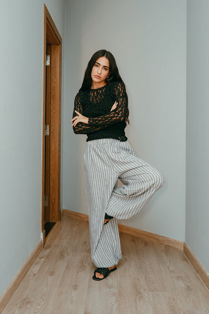 Ballon gray stripes pants