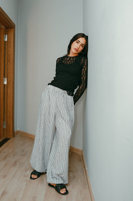 Ballon gray stripes pants