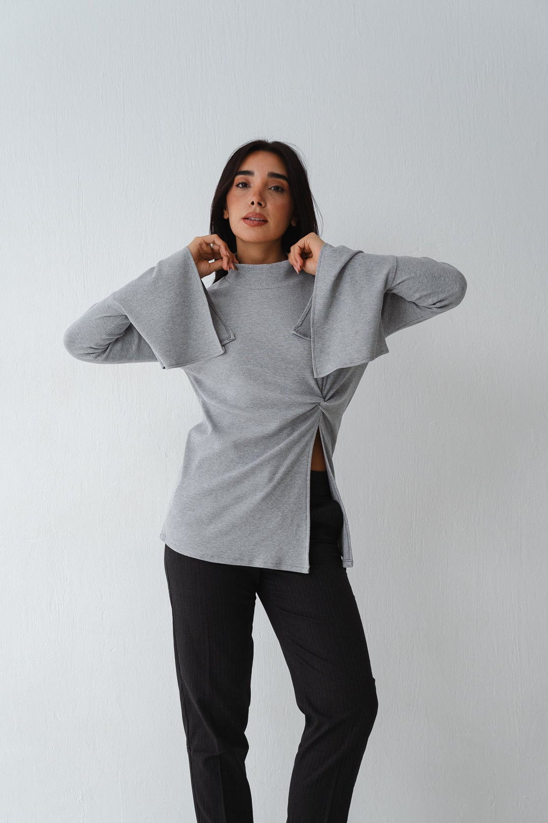 Flare twisted Grey Top