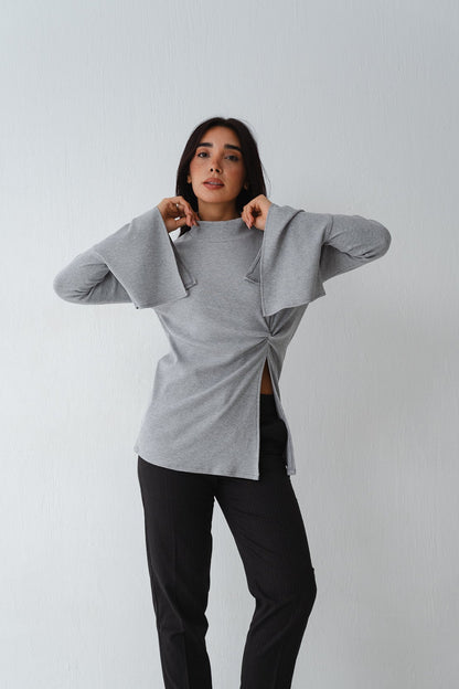 Flare twisted Grey Top