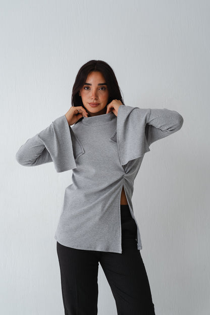 Flare twisted Grey Top