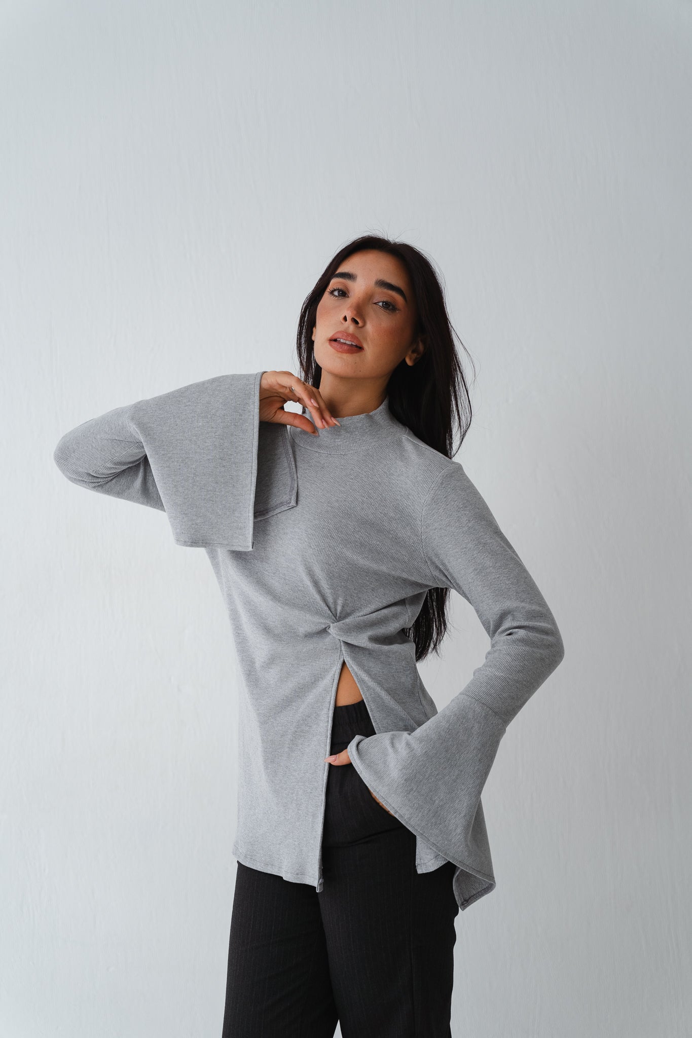 Flare twisted Grey Top