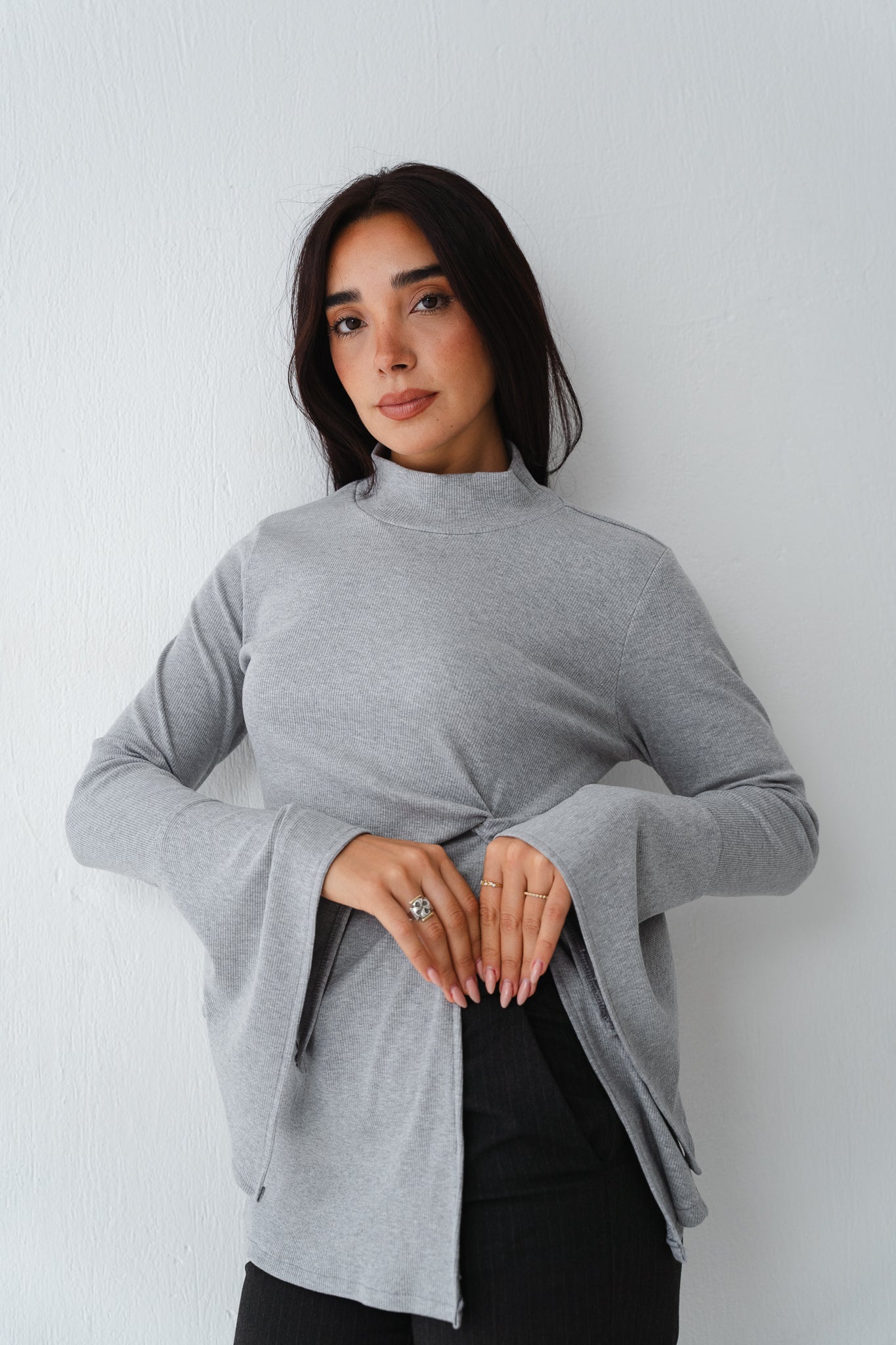 Flare twisted Grey Top