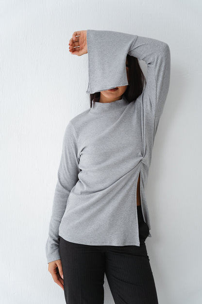 Flare twisted Grey Top