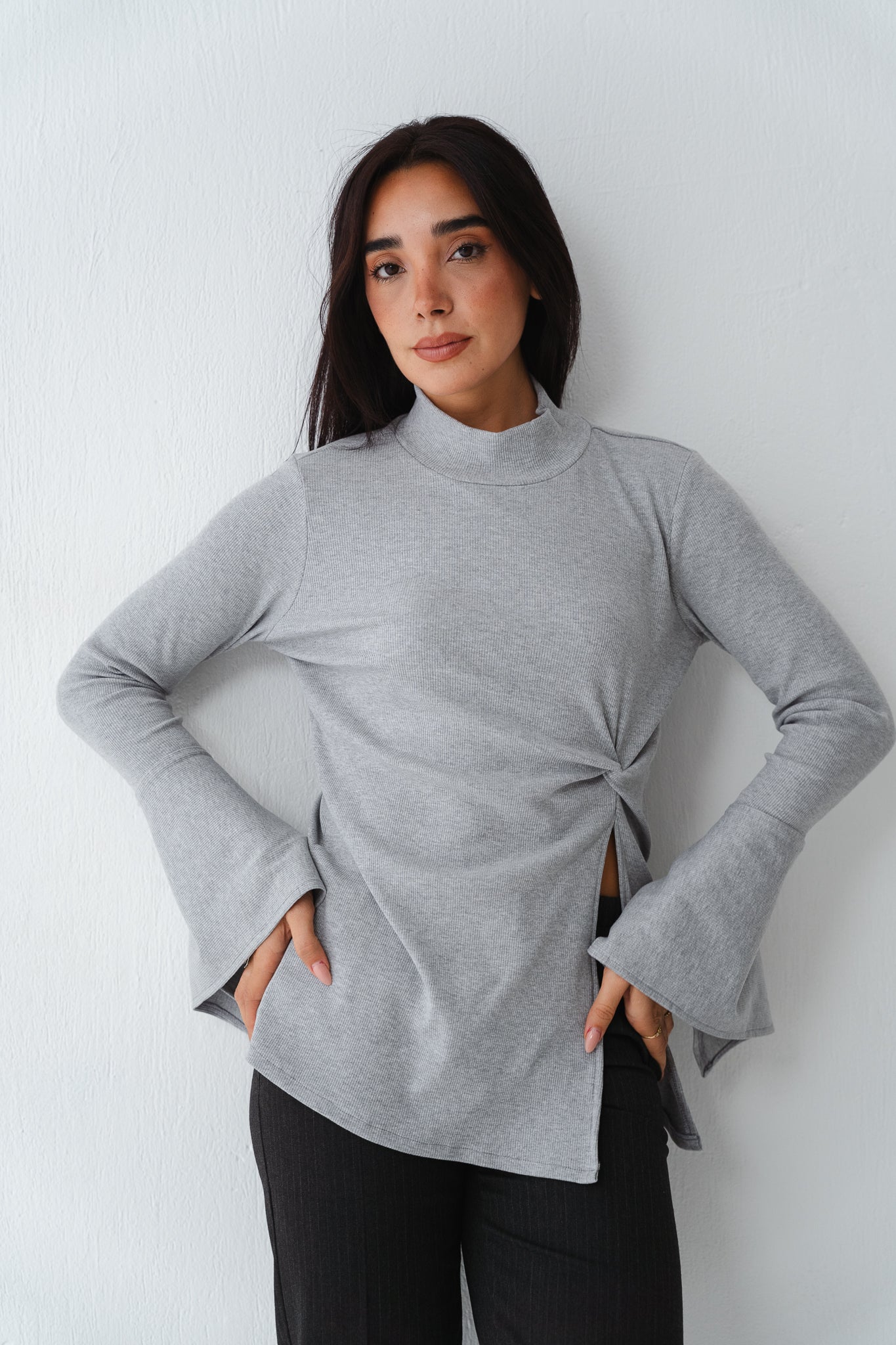 Flare twisted Grey Top