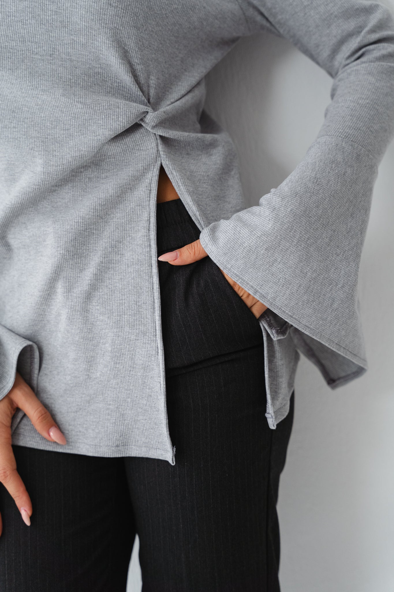 Flare twisted Grey Top