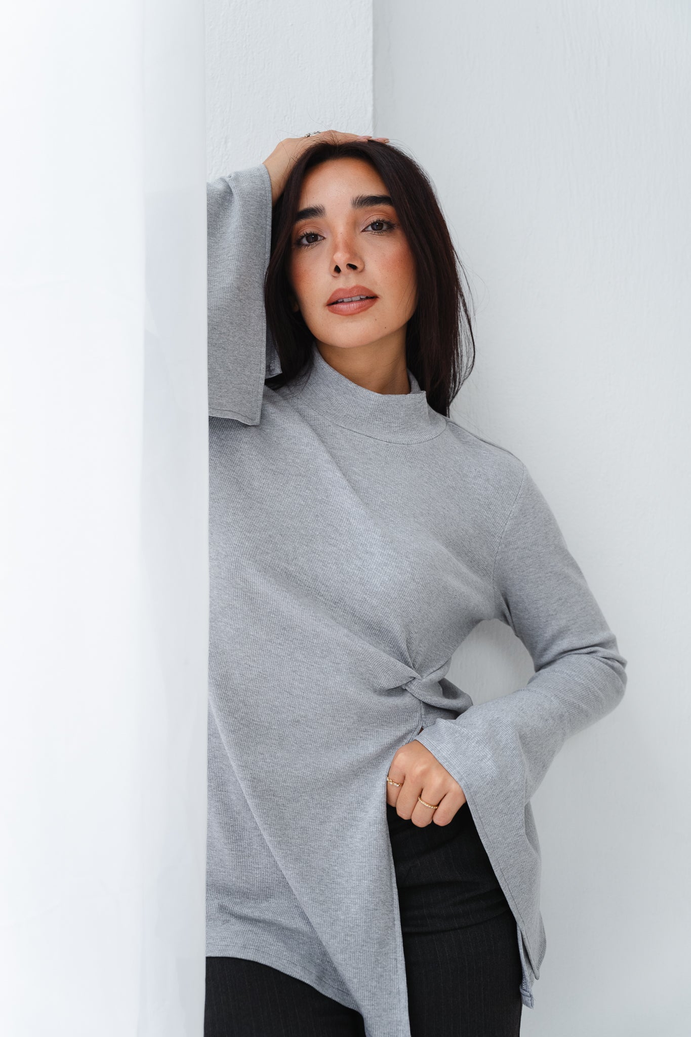 Flare twisted Grey Top