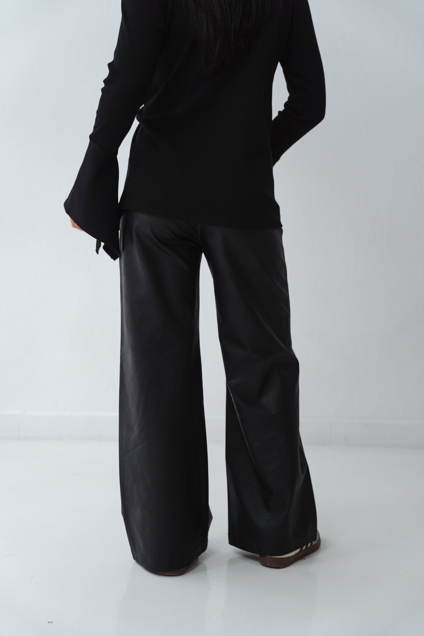 Wide Black Leather Pants
