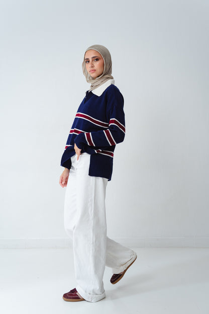 Oxford Navy Knit Polo