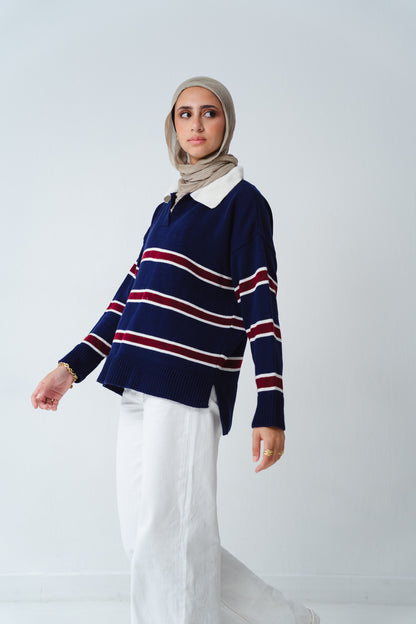 Oxford Navy Knit Polo