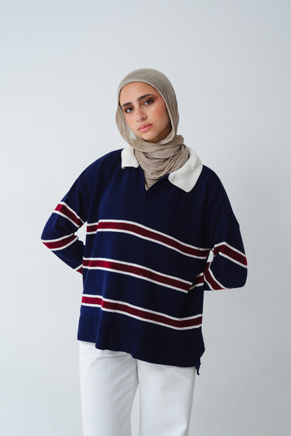 Oxford Navy Knit Polo