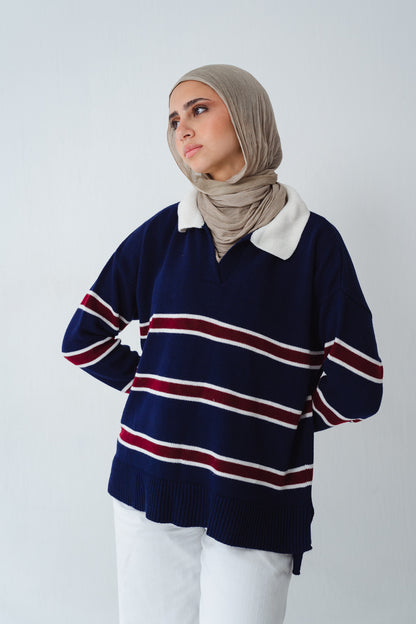 Oxford Navy Knit Polo