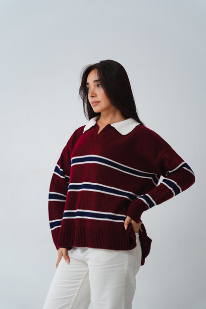 Oxford Burgundy Knit Polo