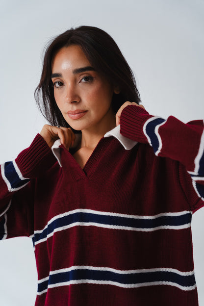 Oxford Burgundy Knit Polo