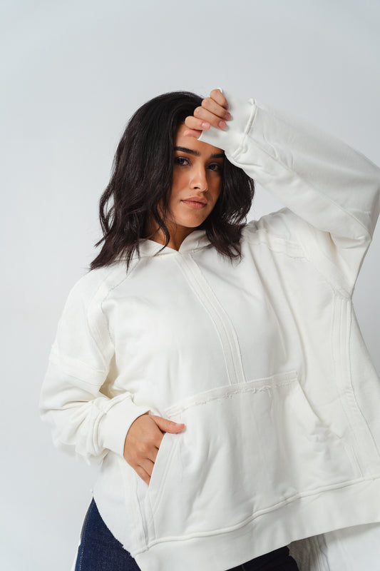 High-low summer hoodie in Off white
